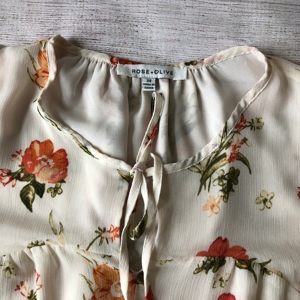 Rose & Olive Floral Print Sleeveless Top Size XS - Picture 3 of 6